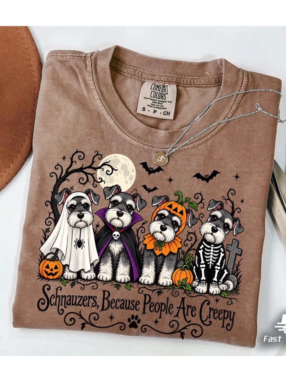 Comfort Colors Espresso Halloween Schnauzer Graphic Tee